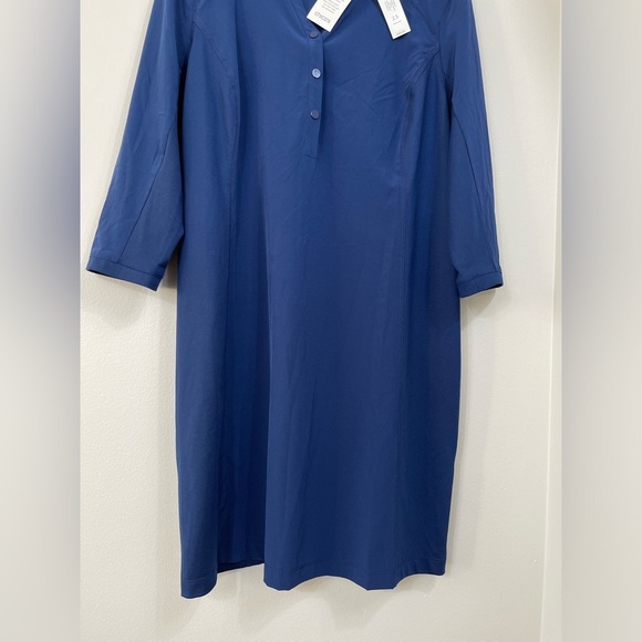 Chico's Zenergy Knit Insert Elegant Blue Sleeve Women's Dress UPF Sz 14 NWT - Picture 5 of 15
